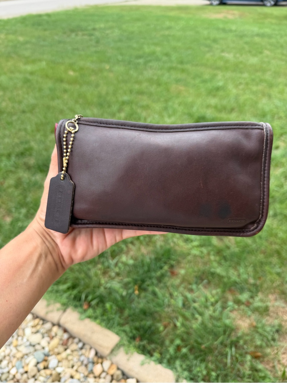 Vintage Coach pre creed Chunky pouch in mahogany make up case